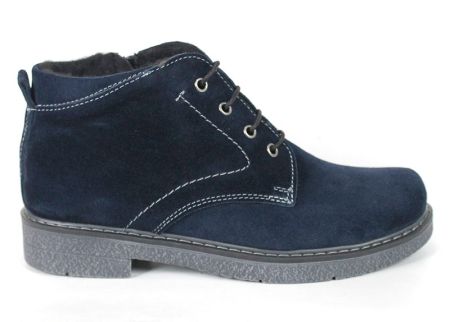 Дамски зимни кларкове Vert Élégant от естествен велур в тъмно синьо.