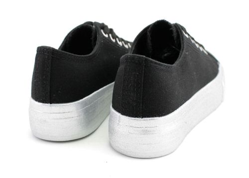 Дамски кецове с брокатено ходило в черно 124 CH