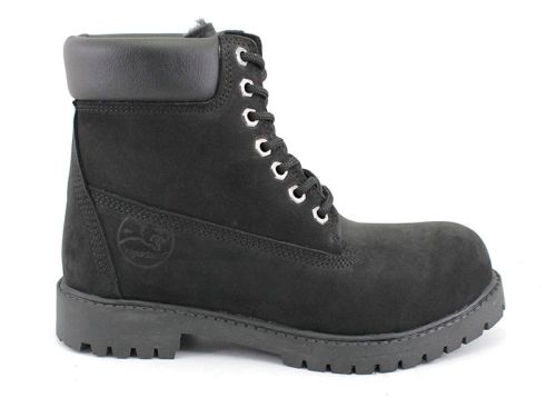 Преоценени мъжки боти от естествен набук в черен цвят, модел Карло.