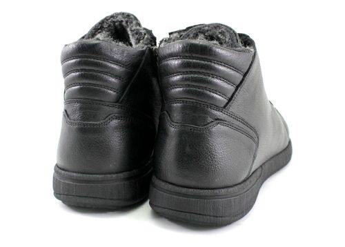 Мъжки боти от естествена кожа с връзки и страничен цип в черно, модел Виктор.~