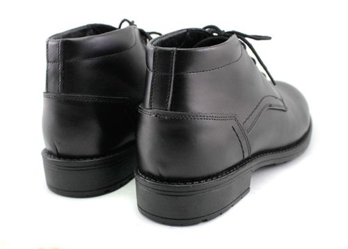 Мъжки черни, официални боти от естествена кожа с връзки, модел Явор.~