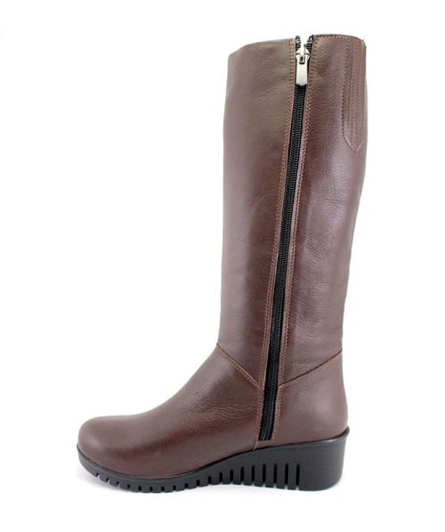 Дамски ботуши със страничен цип в кафяво, модел Елиза