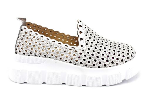 Pantofi de vara dama din piele naturala alb - Model Zornitsa