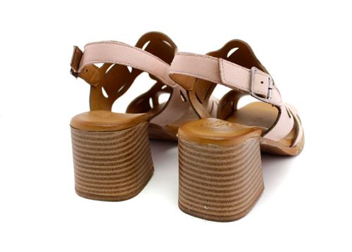 Sandale de dama din piele naturala de culoare pudra - Model Leslie