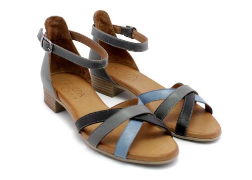 Sandale de dama din piele naturala de culoare multi gri - Model Levi