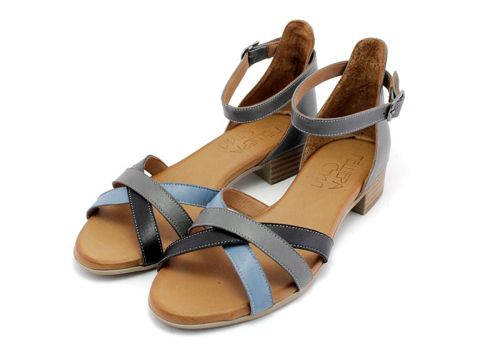 Sandale de dama din piele naturala de culoare multi gri - Model Levi