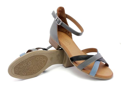Sandale de dama din piele naturala de culoare multi gri - Model Levi