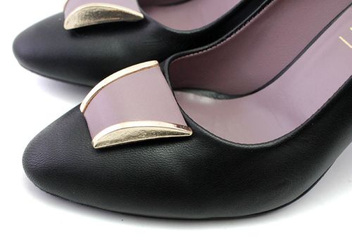 Дамски официални обувки в черно и лилаво, модел Александра