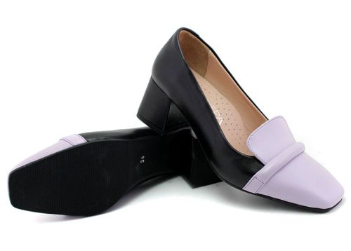 Дамски официални обувки в черно и лилаво, модел Консуела.