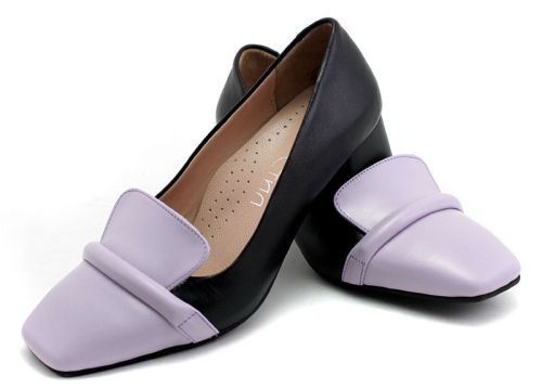 Дамски официални обувки в черно и лилаво, модел Консуела.