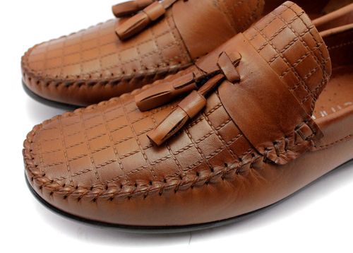 Мъжки мокасини в светло кафяво - Модел Луис.