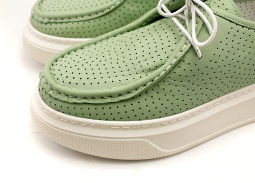 Mocasini de dama in verde pastel - Model Elenia.