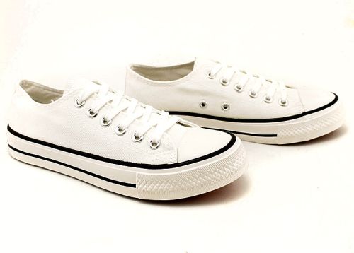 Дамски кецове в бяло с черна ивица 300-2