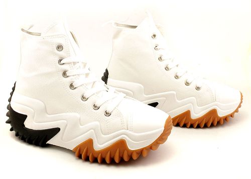 Дамски кецове на дебело ходило в бяло - модел 376.