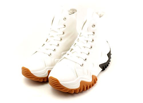 Дамски кецове на дебело ходило в бяло - модел 376.