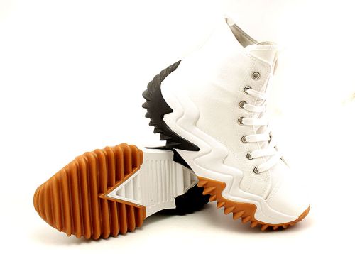 Дамски кецове на дебело ходило в бяло - модел 376.