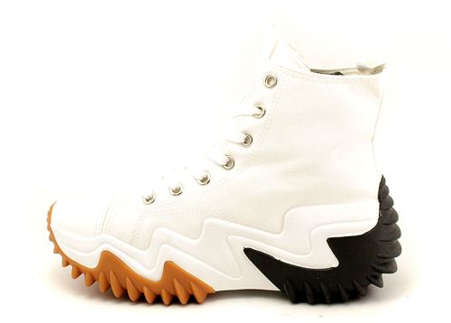 Дамски кецове на дебело ходило в бяло - модел 376.