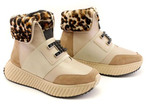 -Дамски спортни боти в тъмно бежово - Модел Карина.