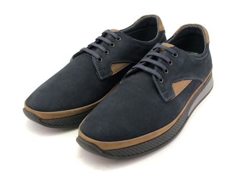 Мъжки, ежедневни обувки в тъмно синьо - Модел Амадео.