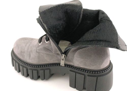 -Дамски боти от естествен велур в сиво - Модел Анет