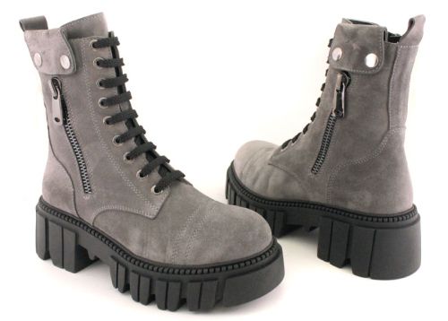 -Дамски боти от естествен велур в сиво - Модел Анет