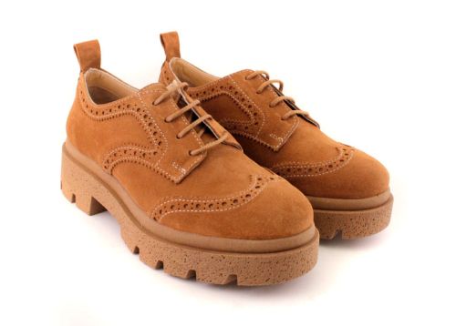 Дамски, ежедневни обувки от естествен велур в светло кафяво - Модел Елизабет