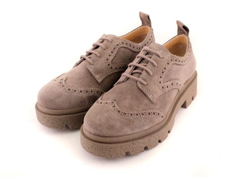 Дамски, ежедневни обувки от естествен велур във визонено - Модел Елизабет