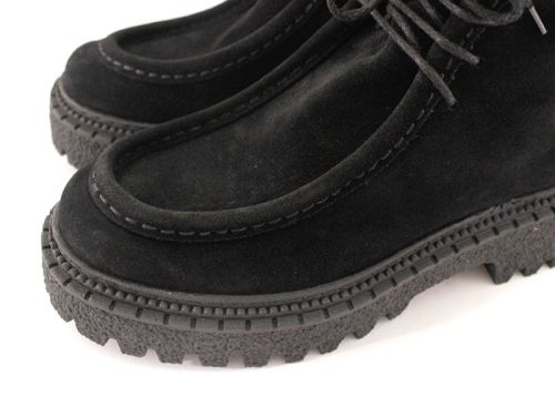 -Дамски боти тип мокасина от естествен велур в черно - Модел Джолийн