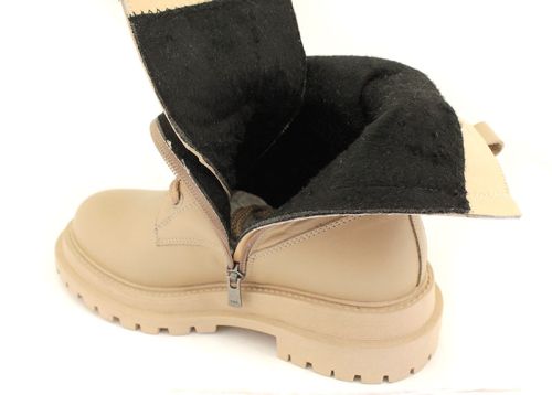 -Дамски кубинки от естествена кожа в бежово - Модел Мелиса