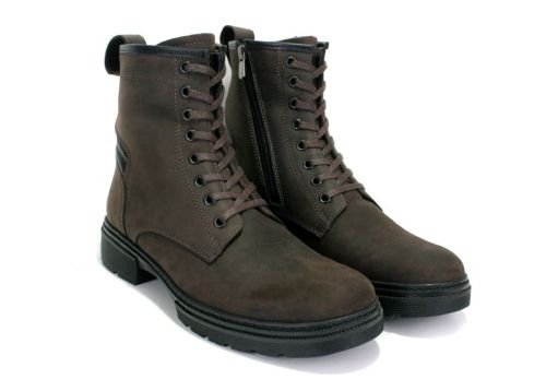 Мъжки боти от естествена кожа в кафяво, модел Джеф~