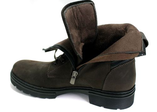 Мъжки боти от естествена кожа в кафяво, модел Джеф~