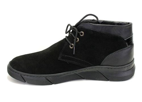 Мъжки кларкове от естествен велур в черно, модел Аякс