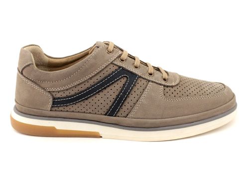 Мъжки ежедневни летни обувки от естествен набук в сиво - Модел Идалго.