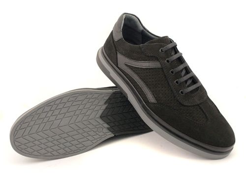 Мъжки ежедневни летни обувки от естествен набук в черно - Модел Енрике.