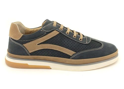 Мъжки ежедневни летни обувки от естествен набук в синьо - Модел Енрике.