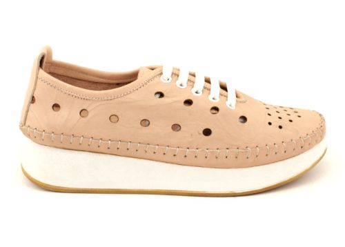 Дамски меки летни обувки от естествена кожа в розово - Модел Самира.