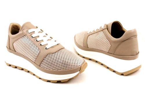 Дамски спортни летни обувки от естествена кожа във визонено - Модел Вероника.