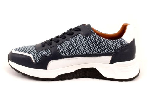 Мъжки спортни обувки от естествена кожа в дънково синьо - Модел Аделин