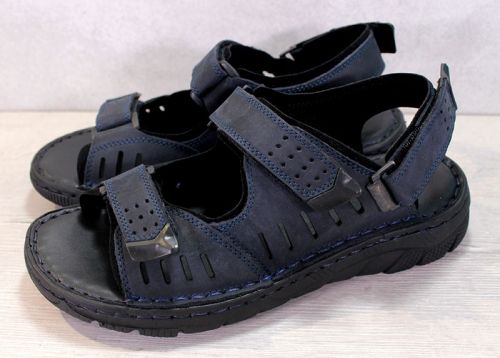 Мъжки сандали от естествена кожа в тъмно синьо - модел Тома