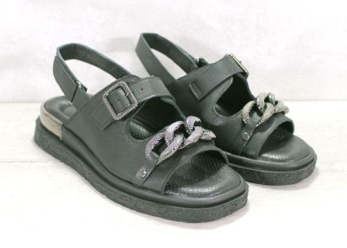 Дамски сандали от естествена кожа в черно - модел Сеньорита