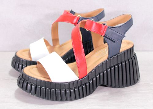 Дамски, цветни сандали на платформа от естествена кожа - модел Сиена