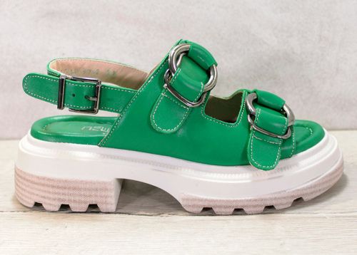 Дамски сандали от естествена кожа в зелено - модел Сидни