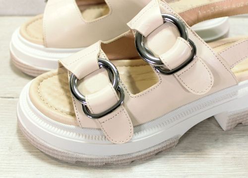 Дамски сандали от естествена кожа в бежово - модел Сидни