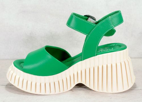Дамски сандали на платформа от естествена кожа в зелено - модел Кристин-B