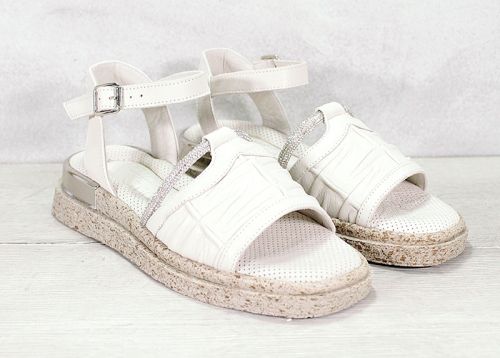 Дамски сандали от естествена кожа в светло бежово - модел Анкона