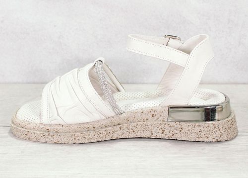 Дамски сандали от естествена кожа в светло бежово - модел Анкона