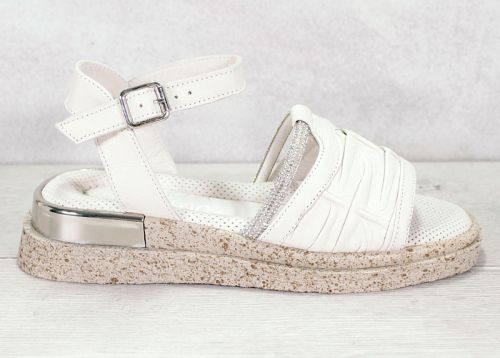 Дамски сандали от естествена кожа в светло бежово - модел Анкона