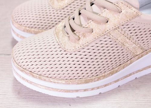 Дамски летни обувки на платформа от естествена кожа в бежово - Модел Изида