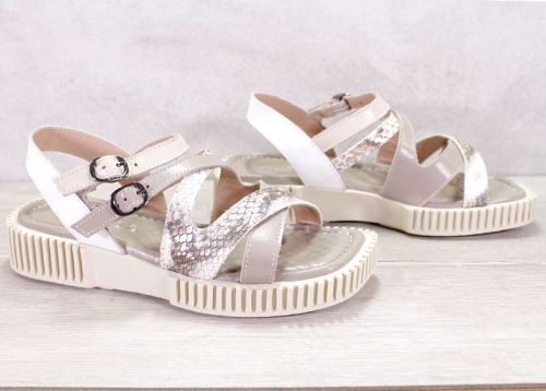 Дамски сандали на ниска платформа от естествена кожа във визонено - модел Валентина