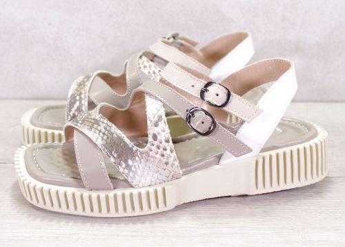 Дамски сандали на ниска платформа от естествена кожа във визонено - модел Валентина